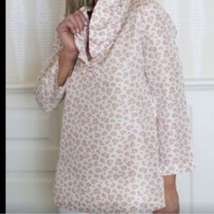 Devon Baer Silk Pink Animal Print Ruffle Top